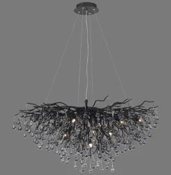 Paul Neuhaus Icicle lysekrone, sort, glasophæng, længde 100 cm