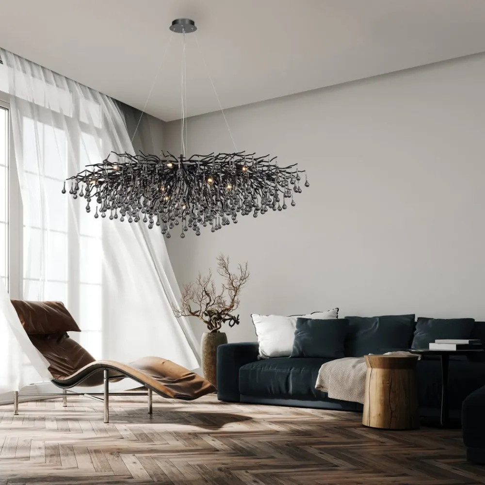 Icicle lysekrone, sort, glasophæng, længde 150 cm^Paul Neuhaus Best