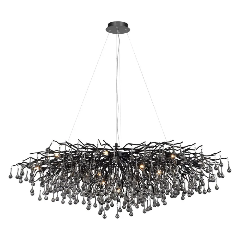 Icicle lysekrone, sort, glasophæng, længde 150 cm^Paul Neuhaus Best