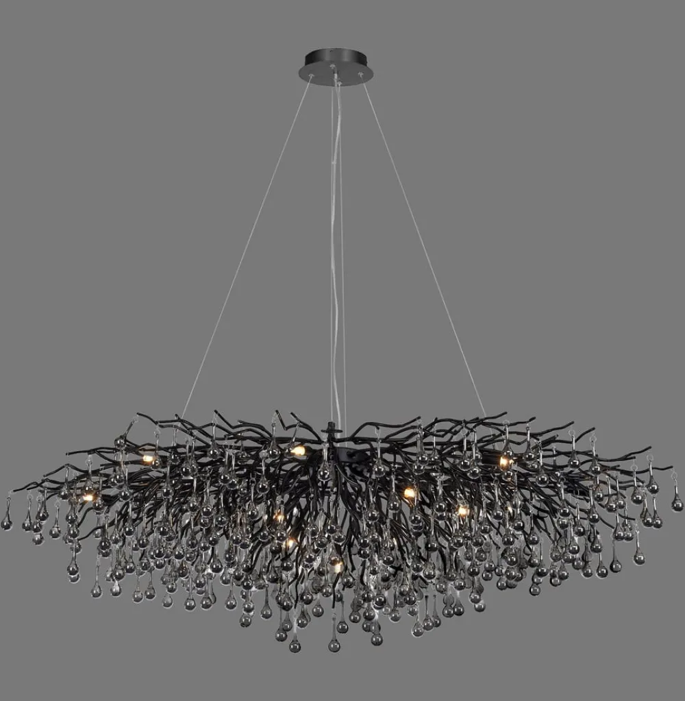 Icicle lysekrone, sort, glasophæng, længde 150 cm^Paul Neuhaus Best