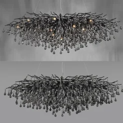 Icicle lysekrone, sort, glasophæng, længde 150 cm^Paul Neuhaus Best