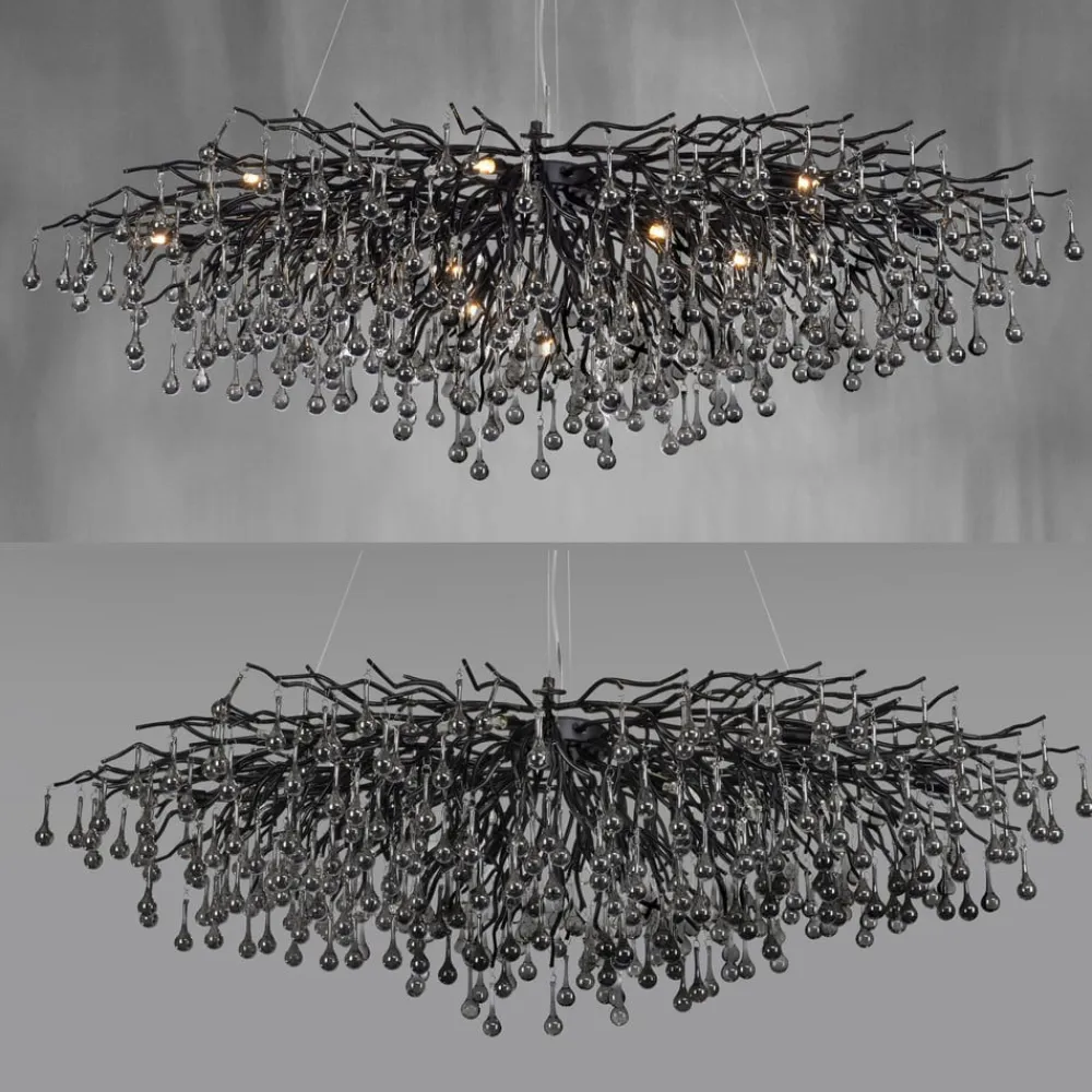 Icicle lysekrone, sort, glasophæng, længde 150 cm^Paul Neuhaus Best