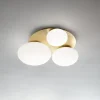 Ideallux Loftlamper>Ideal Lux loftlampe Ninfea, messingfarvet, opalglas, 3-lys.