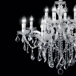 Ideal Lux lysekrone Florian kromfarvet, krystal, 12flg.^Ideallux New