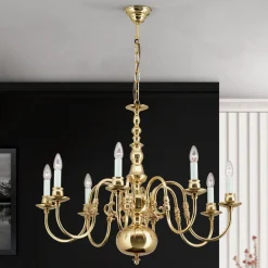 IMKE lysekrone i poleret messing med otte lys^ORION Best