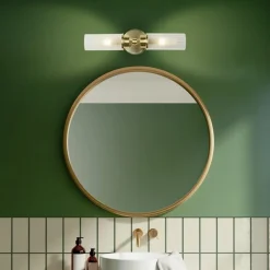 Searchlight Imperial væglampe, messing, 2 lyskilder, stål, glas, IP44