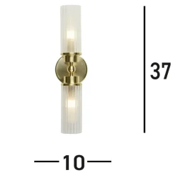 Searchlight Imperial væglampe, messing, 2 lyskilder, stål, glas, IP44