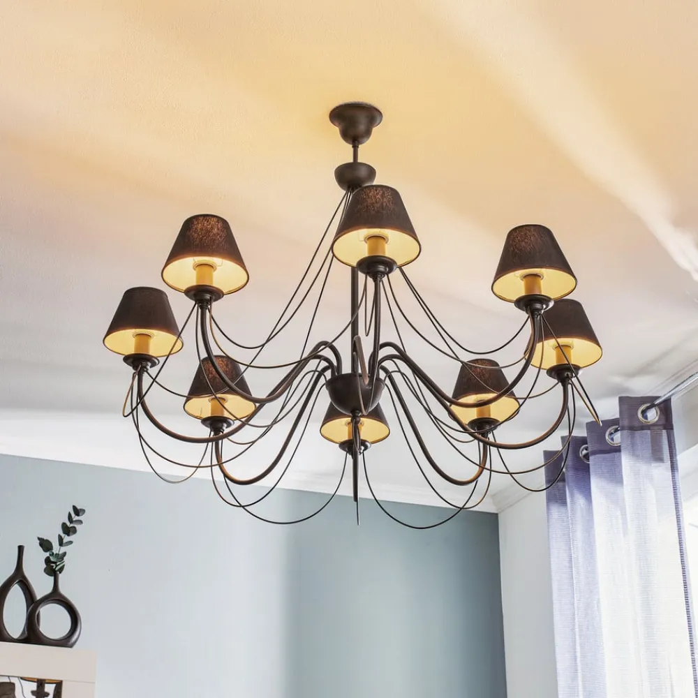 Imponerende lysekrone Bona med tekstilskærm^Euluna Outlet