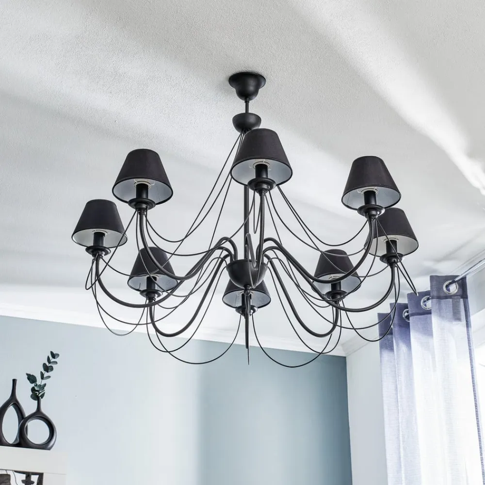 Imponerende lysekrone Bona med tekstilskærm^Euluna Outlet