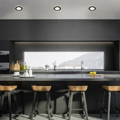 Briloner Indbygningslampe Gima, sort, 3.000 K, sæt med 3 stk