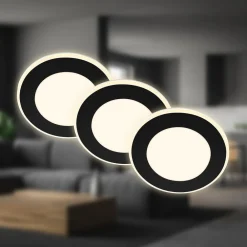 Briloner Indbygningslampe Gima, sort, 3.000 K, sæt med 3 stk