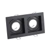 Searchlight Indbygningslampe Grid Two, 2 lyskilder, sort, 18,5x10 cm, aluminium, GU10