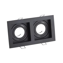 Searchlight Indbygningslampe Grid Two, 2 lyskilder, sort, 18,5x10 cm, aluminium, GU10