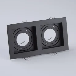 Searchlight Indbygningslampe Grid Two, 2 lyskilder, sort, 18,5x10 cm, aluminium, GU10