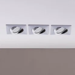 Lindby Loftlamper|Indbygningsspots>Indbygningslamper i krom med LED, kantet sæt med 3 stk