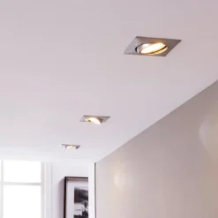 Lindby Loftlamper|Indbygningsspots>Indbygningslamper i krom med LED, kantet sæt med 3 stk