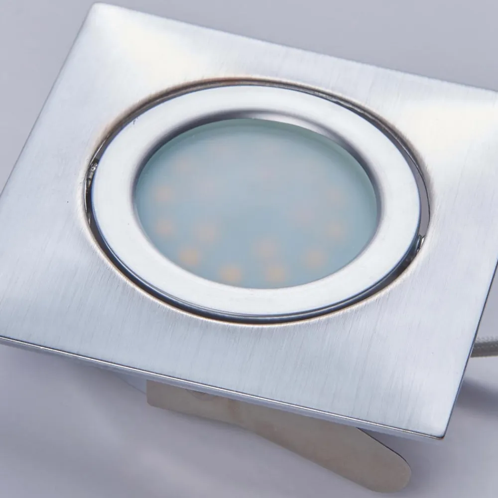 Lindby Loftlamper|Indbygningsspots>Indbygningslamper i krom med LED, kantet sæt med 3 stk