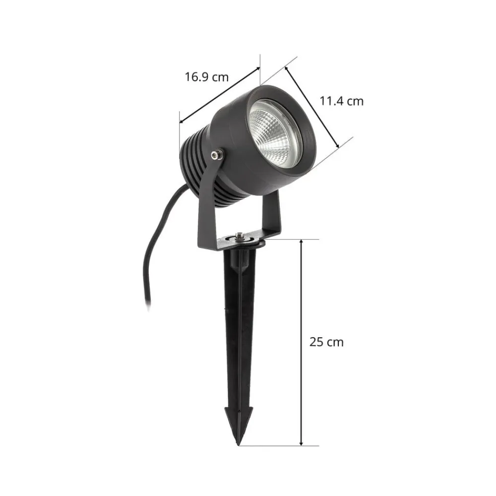 Irina udendørs LED-spot, jordspyd, stik, grå, metal^Lucande Clearance