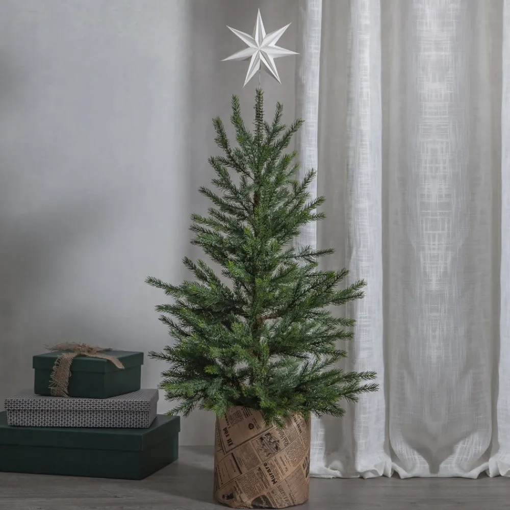 STAR TRADING Dekorationsbelysning|Julepynt>Isa papirstjerne til trætop, hvid med metalspiral