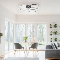 Ivanka LED-loftlampe, 3 ringe, sort^JUST LIGHT. GmbH Online