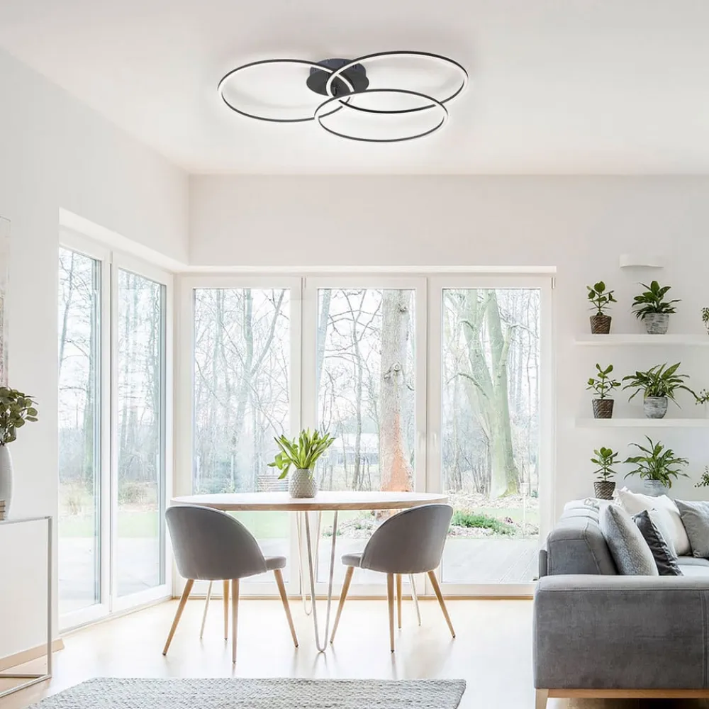 Ivanka LED-loftlampe, 3 ringe, sort^JUST LIGHT. GmbH Online