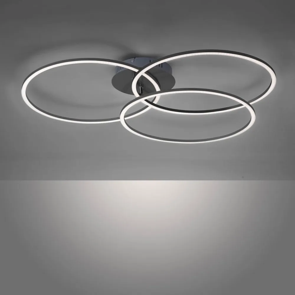 Ivanka LED-loftlampe, 3 ringe, sort^JUST LIGHT. GmbH Online