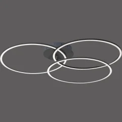 Ivanka LED-loftlampe, 3 ringe, sort^JUST LIGHT. GmbH Online