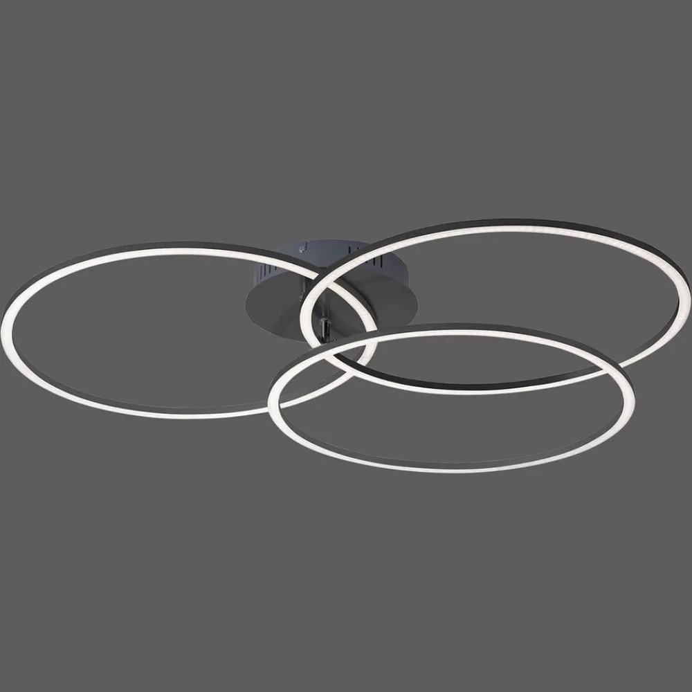 Ivanka LED-loftlampe, 3 ringe, sort^JUST LIGHT. GmbH Online