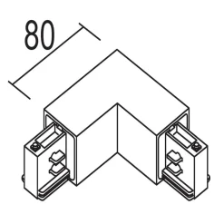 Ivela Skinnesystem>90° hjørnejord indvendigt til LKM quadro, sølv