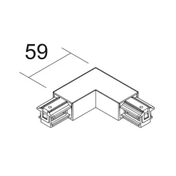 Ivela L-forbindelsesstykke SQUARE 48 V, sort, beskyttelsesleder til højre