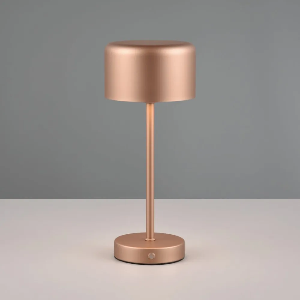 Jeff LED genopladelig bordlampe, kaffe, højde 30 cm, metal^Reality Leuchten Clearance