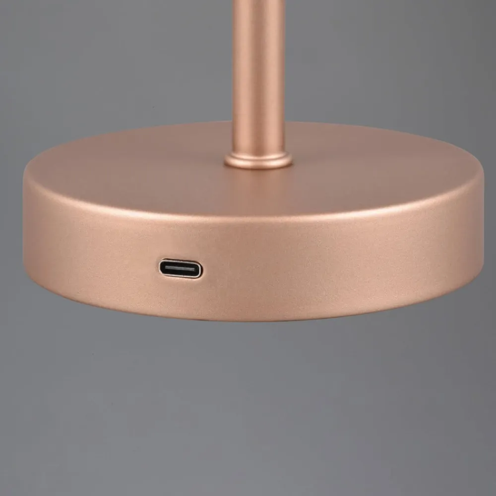 Jeff LED genopladelig bordlampe, kaffe, højde 30 cm, metal^Reality Leuchten Clearance