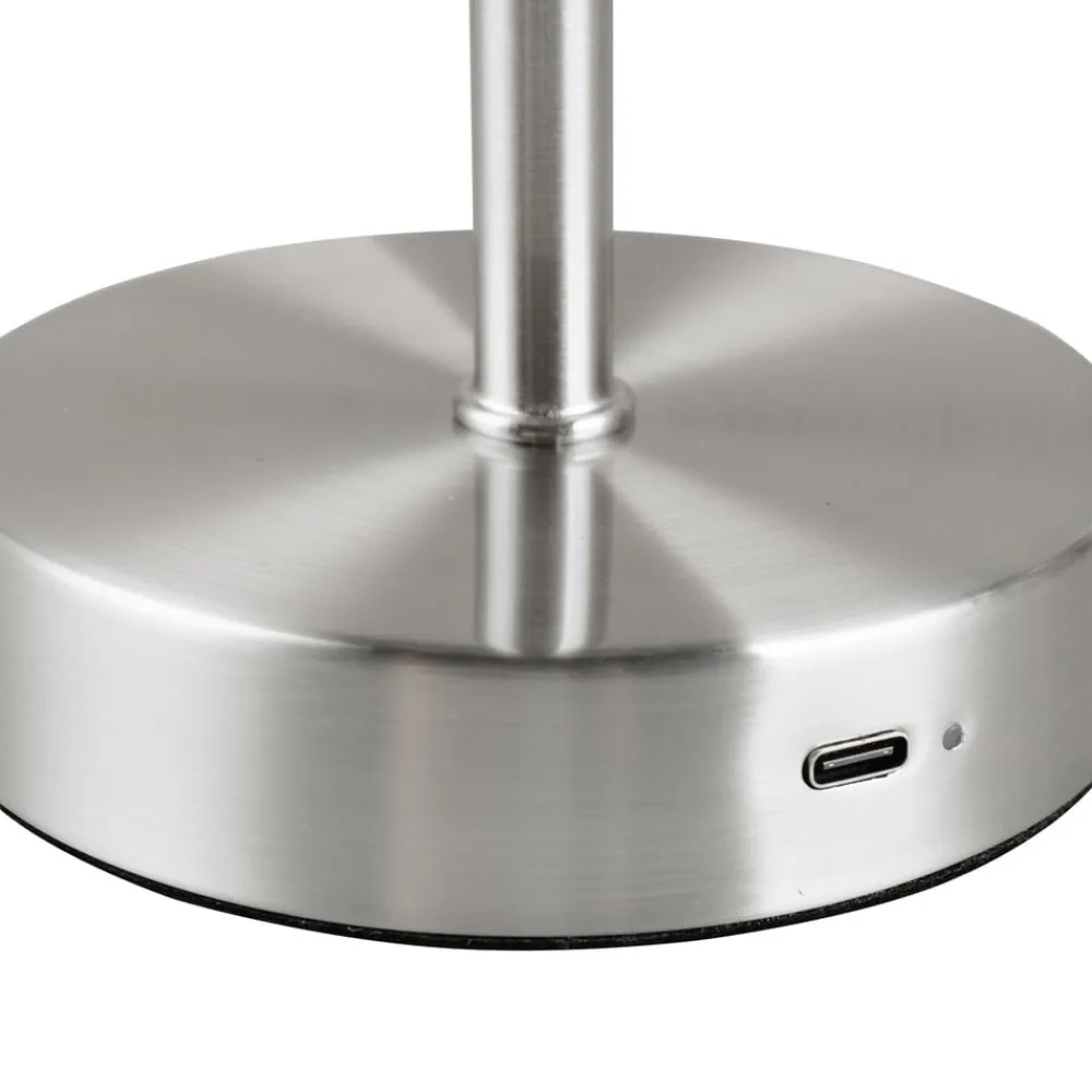 Reality Leuchten Jeff LED-bordlampe, nikkelfarvet, højde 30 cm, metal