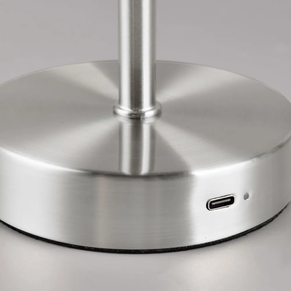 Reality Leuchten Jeff LED-bordlampe, nikkelfarvet, højde 30 cm, metal