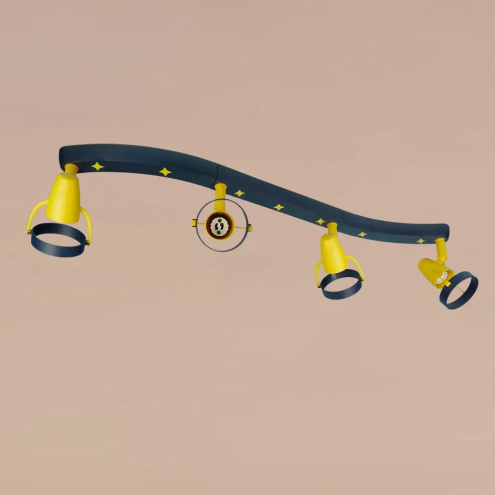 Børn Niermann Standby Joan loftspot, blå-gul, 70 cm, plast, 4 x GU10