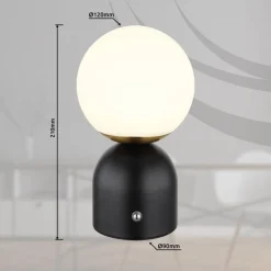 Globo Julsy LED genopladelig bordlampe, sort, højde 21 cm, metal, CCT