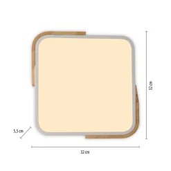 JUST LIGHT. Bila LED-loftslampe, hvid, 32x32 cm, træ^JUST LIGHT. GmbH Best