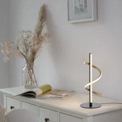 JUST LIGHT. Emanda LED-bordlampe, jern, sort-messing^JUST LIGHT. GmbH Best