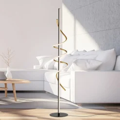 JUST LIGHT. Emanda LED-gulvlampe, jern, sort-messing^JUST LIGHT. GmbH Hot