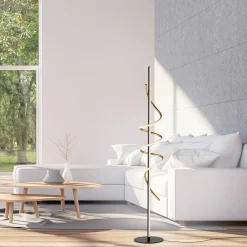 JUST LIGHT. Emanda LED-gulvlampe, jern, sort-messing^JUST LIGHT. GmbH Hot