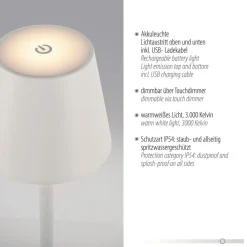 JUST LIGHT. GmbH JUST LIGHT. Euria LED-bordlampe, hvid, jern, IP54