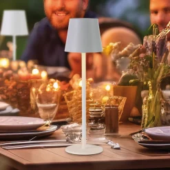 JUST LIGHT. Euria LED-bordlampe, grå-beige jern IP54^JUST LIGHT. GmbH