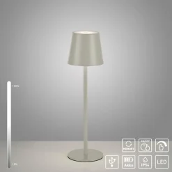 JUST LIGHT. Euria LED-bordlampe, grå-beige jern IP54^JUST LIGHT. GmbH