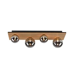 JUST LIGHT. Grøn Stika loftlampe, lang, 4 lyskilder, træ^JUST LIGHT. GmbH