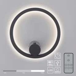 JUST LIGHT. GmbH JUST LIGHT. LED-batteridrevet væglampe Archie, sort, 3.000 K