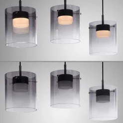 JUST LIGHT. LED-hængelampe Elio, røget glas, 3 lyskilder, sort^JUST LIGHT. GmbH Online