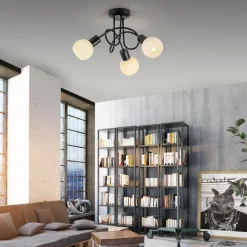 JUST LIGHT. Loki loftlampe, 3 lyskilder, rund, sort, jern^JUST LIGHT. GmbH Outlet