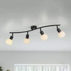 JUST LIGHT. GmbH Loftlamper>JUST LIGHT. Loki loftlampe, 4 lyskilder, sort, jern, glas