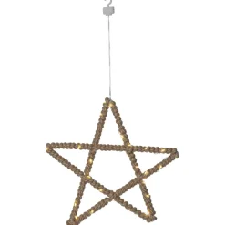 STAR TRADING Jutta LED-dekostjerne, omviklet med jutereb