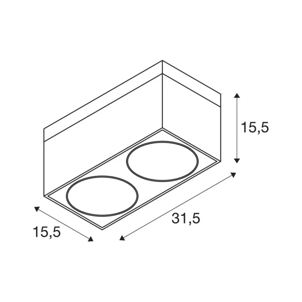 Kardamod loftlampe, sort, stål, længde 31,5 cm, 2 lyskilder.^SLV Discount